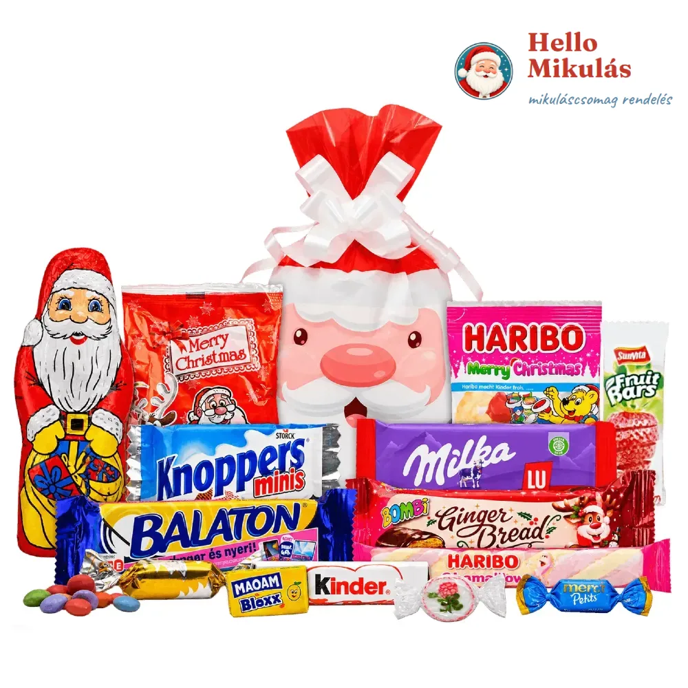 Mikulás Varázs 2. csomag Milka, Haribo, Kinder és válogatott édességekkel