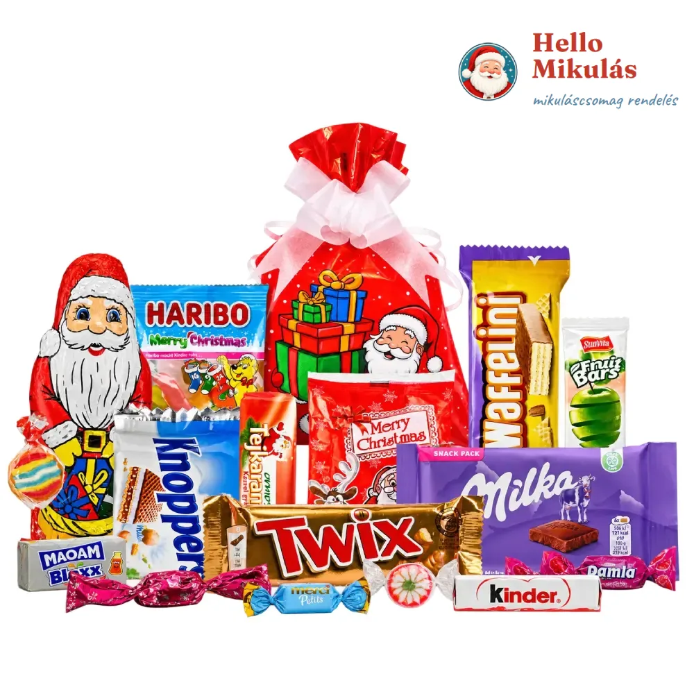 Mikulás Varázs 4. csomag Milka, Twix, Haribo és válogatott édességekkel