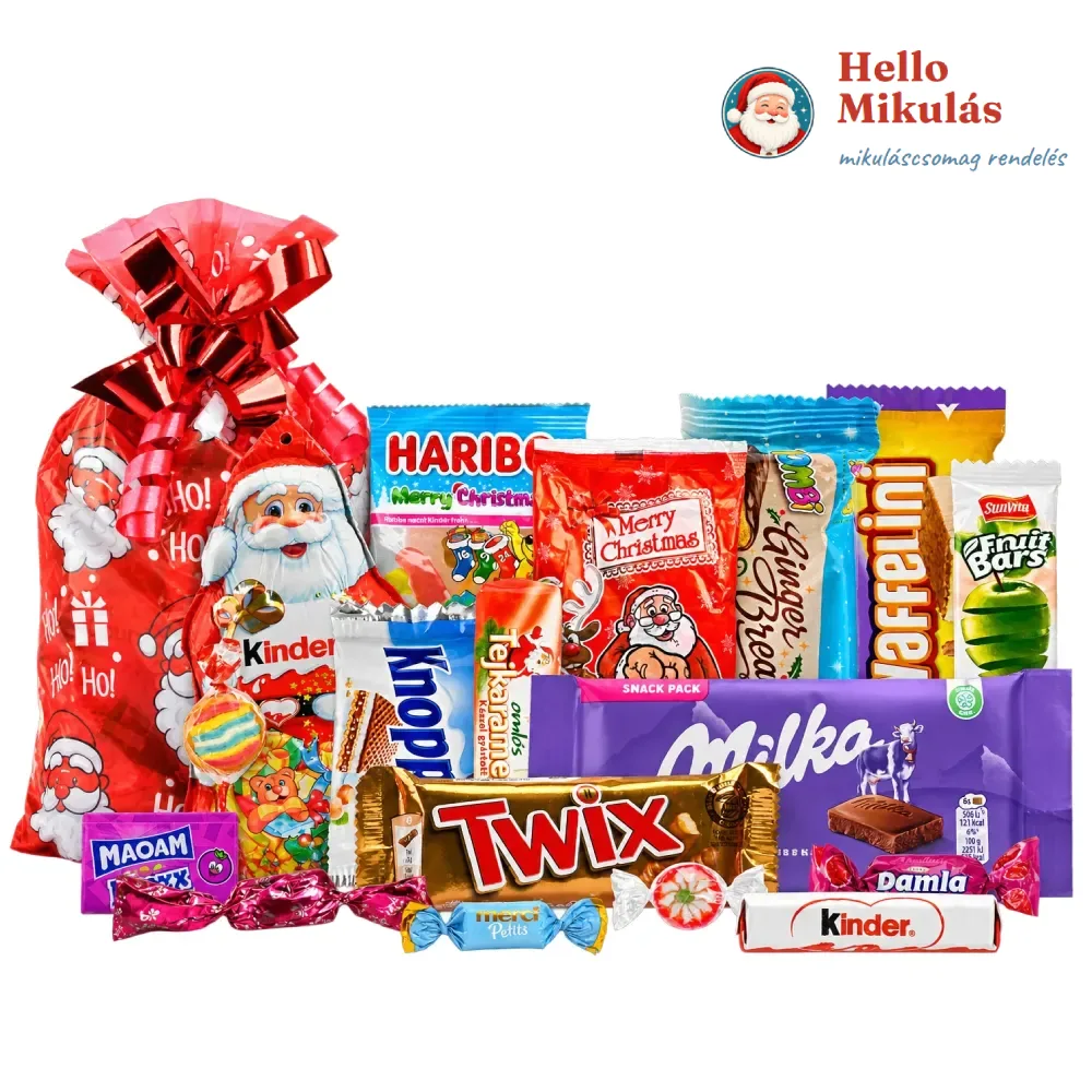 Mikulás Varázs 6. csomag Kinder, Milka, Twix, Haribo és válogatott édességekkel
