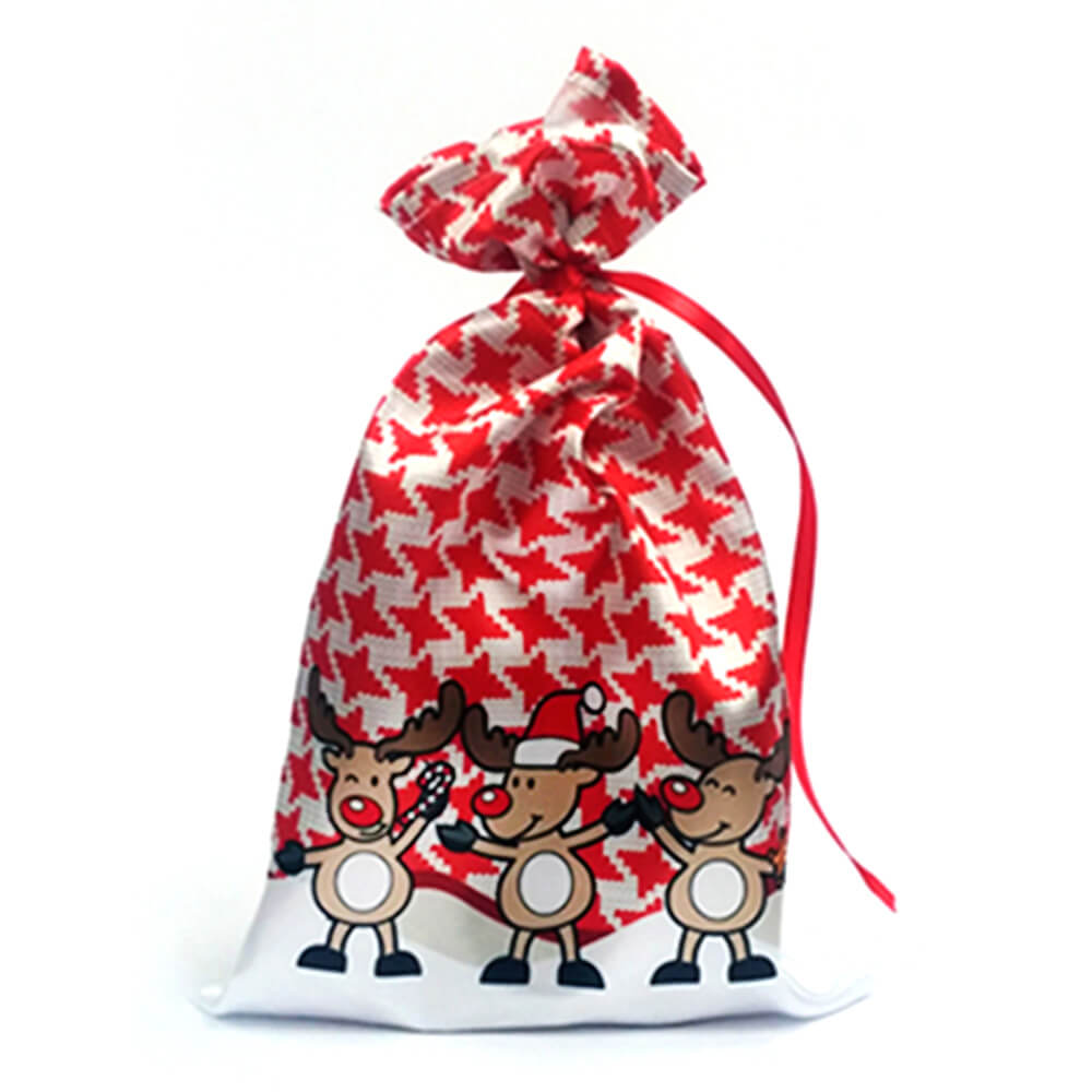 9. Szatén zsák – rénszarvasos (k14) – szatén mikulászsák