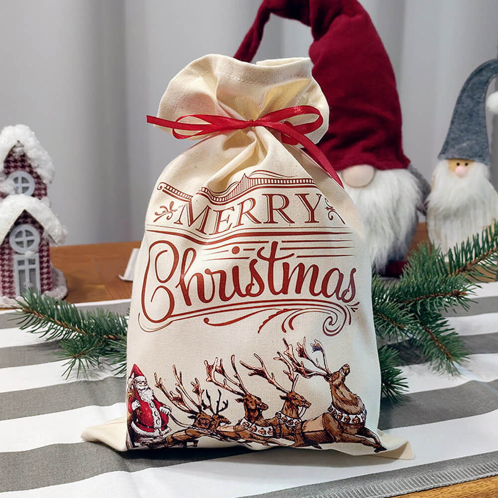 4. Vászon zsák – Merry Christmas – vászon mikulászsák
